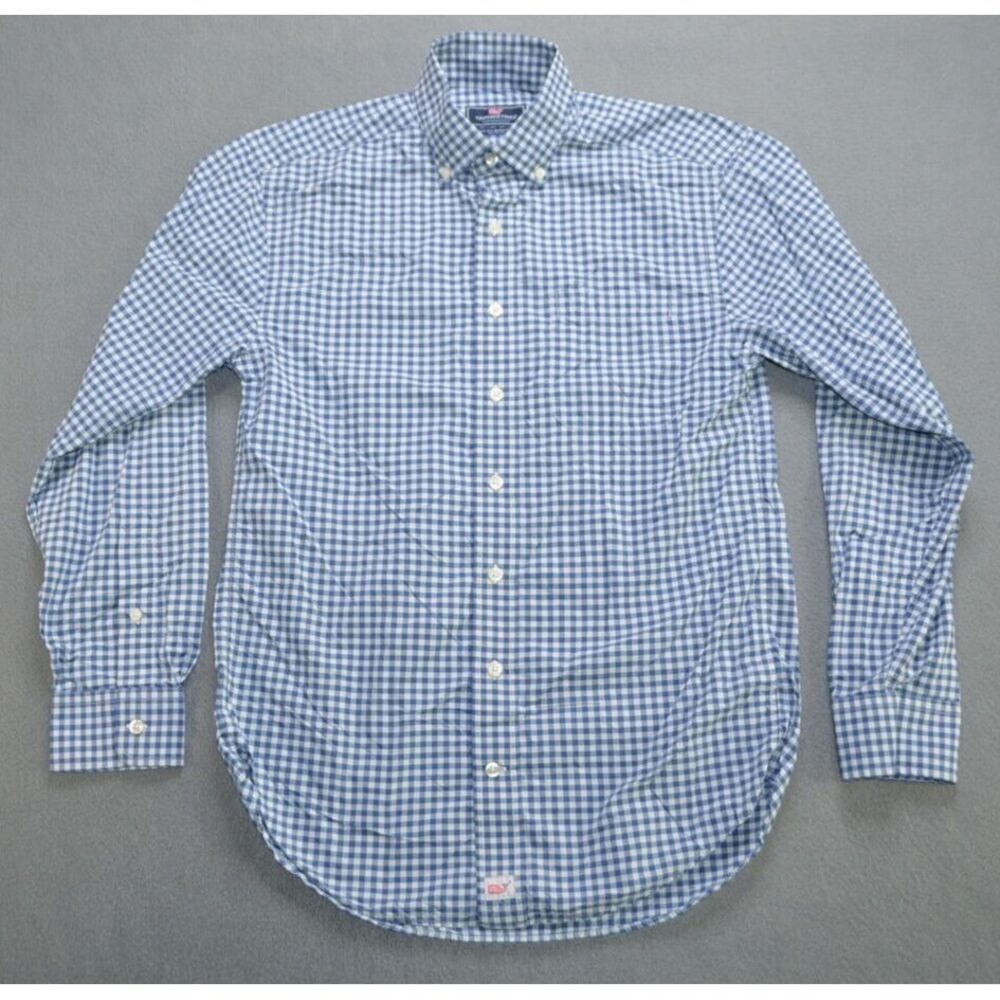 Vineyard Vines Blue and White Checkered Casual Button Down Shirt